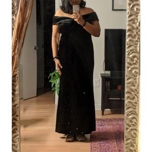 Eliza J off shoulder black velvet gown